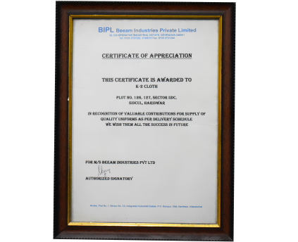 K-2 Certificate of Appreciation